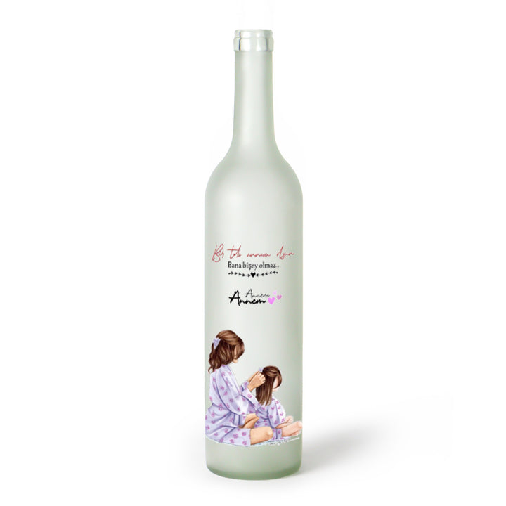 Decorative Frosted Glass Bottle Vase With Fashion Collage Decal