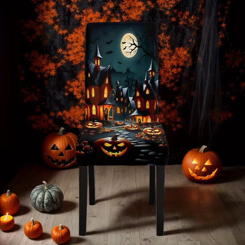 Premium Stretch Chair Cover for Dining Chairs with Victorian Skeleton and Rose Print