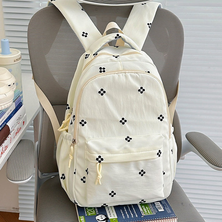 Floral-Embellished Lightweight School Backpack