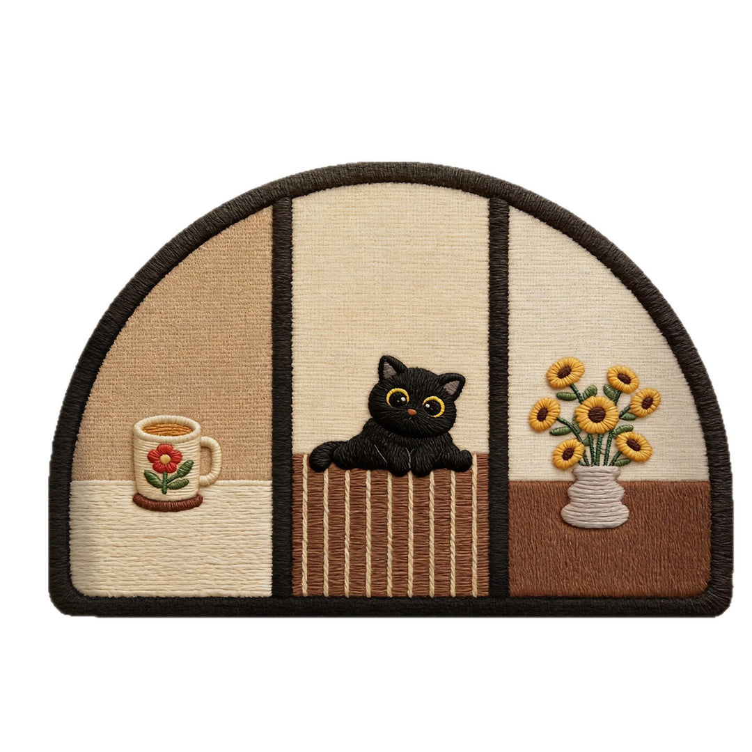 Cute Cat-Themed Half-Moon Area Rug Kalsten