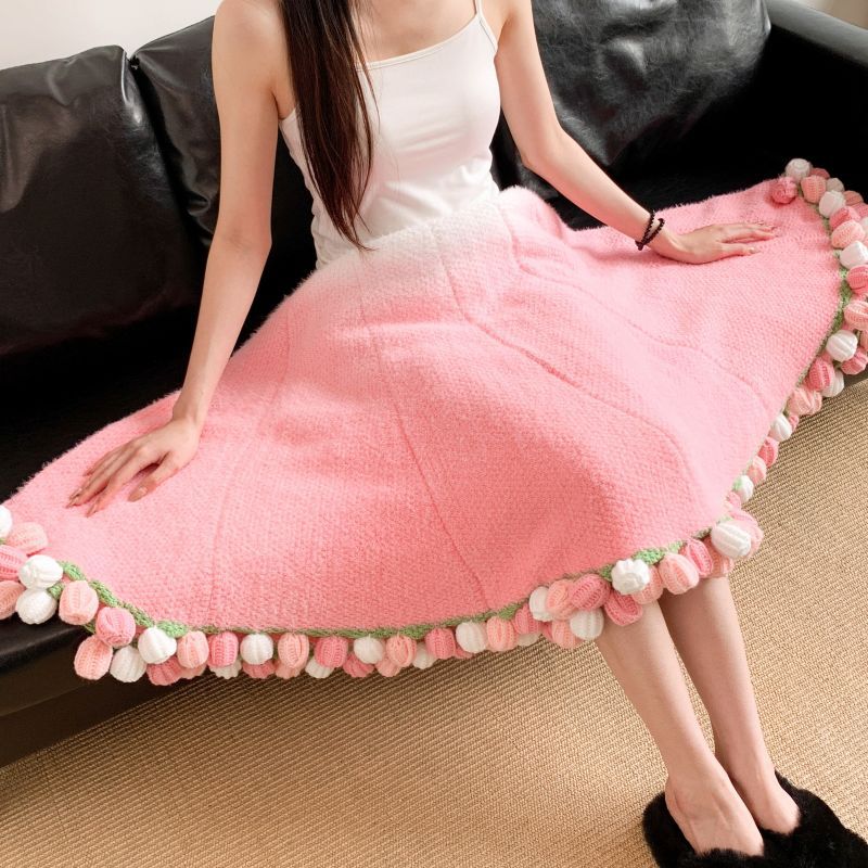 Poncho with Colorful Pom Pom Trim Kalsten