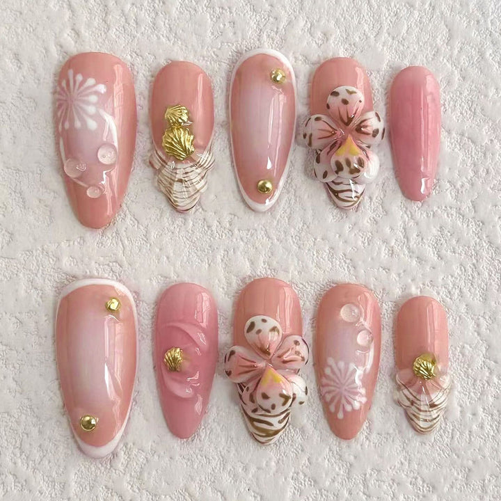 Elegant Floral Press-On Nail Art Design Kalsten