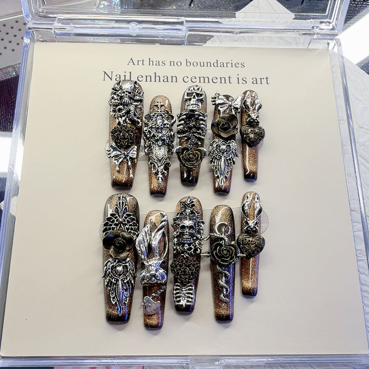 Ornate Gothic-Inspired Press-On Nail Art Set