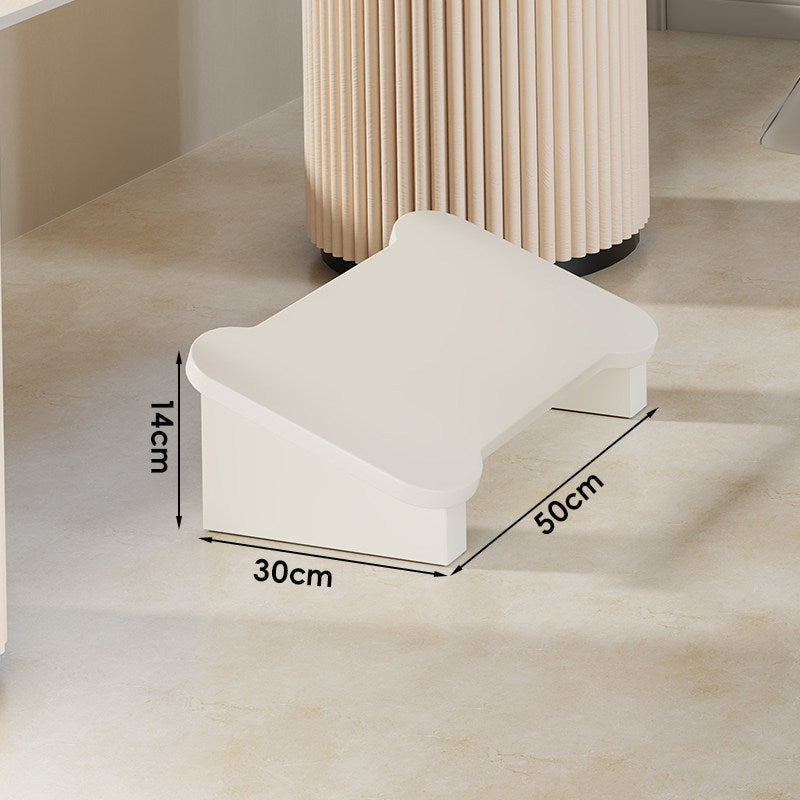 Low Wooden Step Stool with Non-Slip Strips and Curved Ergonomic Top