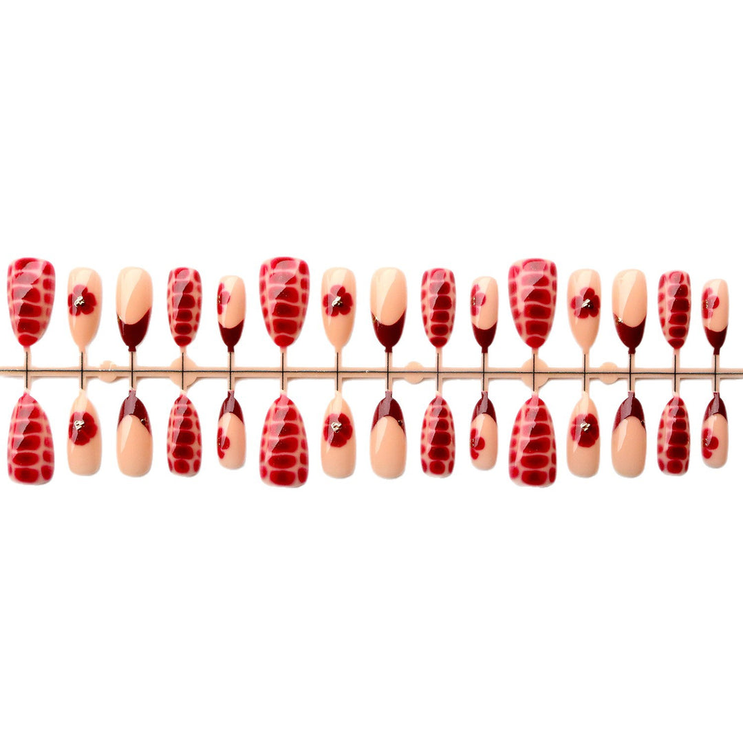 Artistic Press-On Nail Art Set with Floral Designs