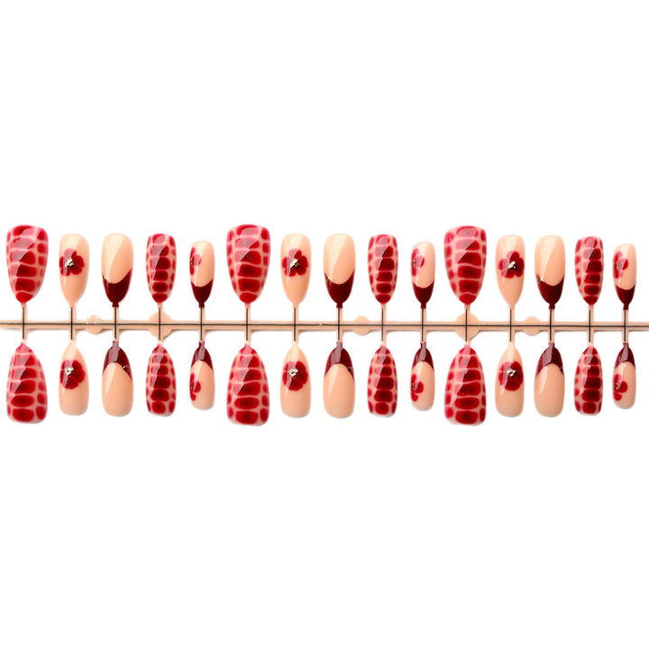 Artistic Press-On Nail Art Set with Floral Designs