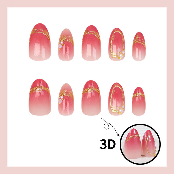 Acrylic nail set with elegant ombré designs and glitter accents Kalsten