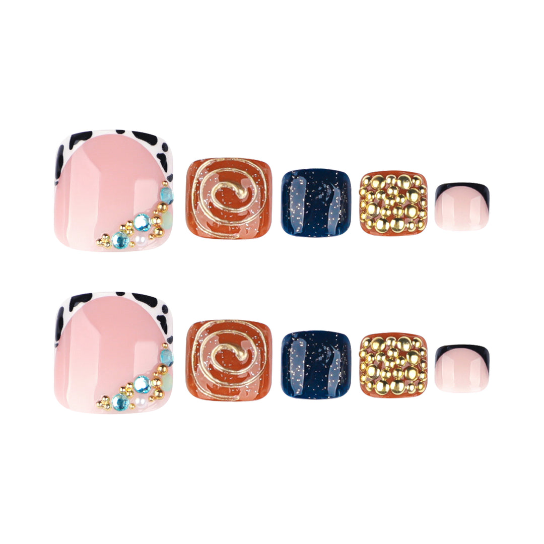 Artful toenail design with floral and sparkling accents Kalsten