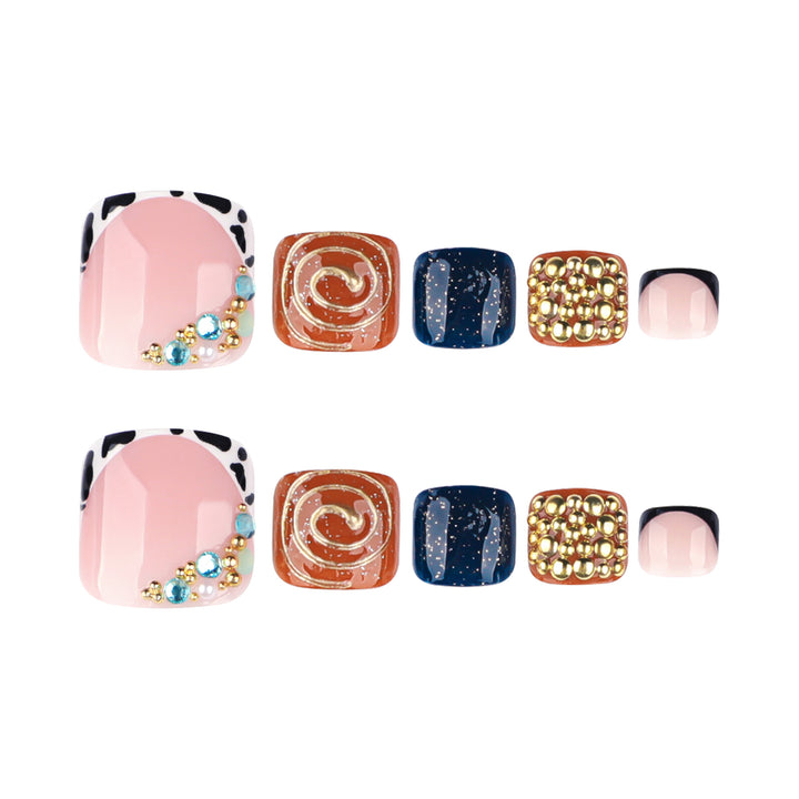 Artful toenail design with floral and sparkling accents Kalsten