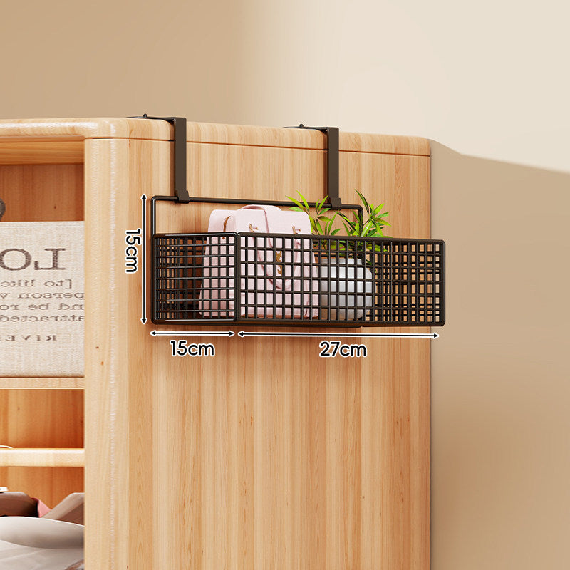Over-Door Four-Tier Metal Mesh Hanging Storage Organizer with Integrated Hooks