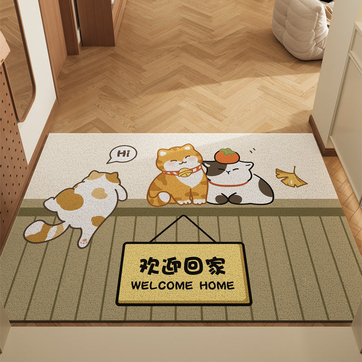 Playful Cat-Themed Welcome Mat