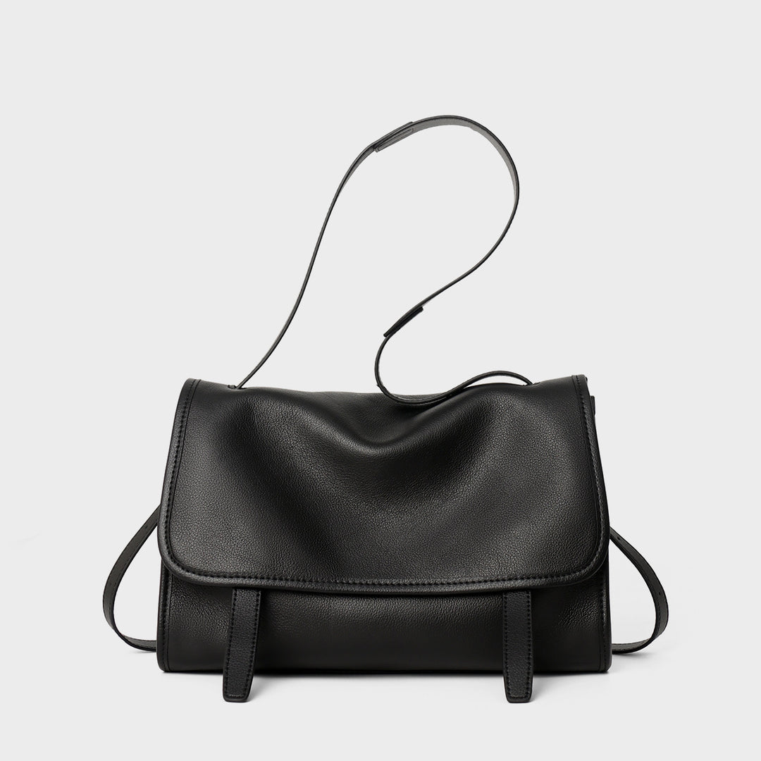 Structured Pebbled Top-Handle Flap Satchel Crossbody