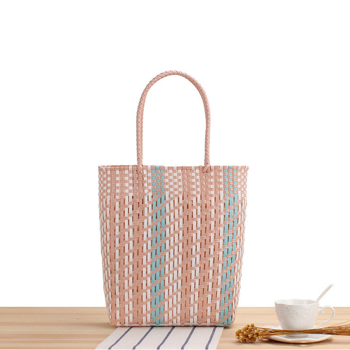 Braided Tote Bag with Colorful Design Kalsten