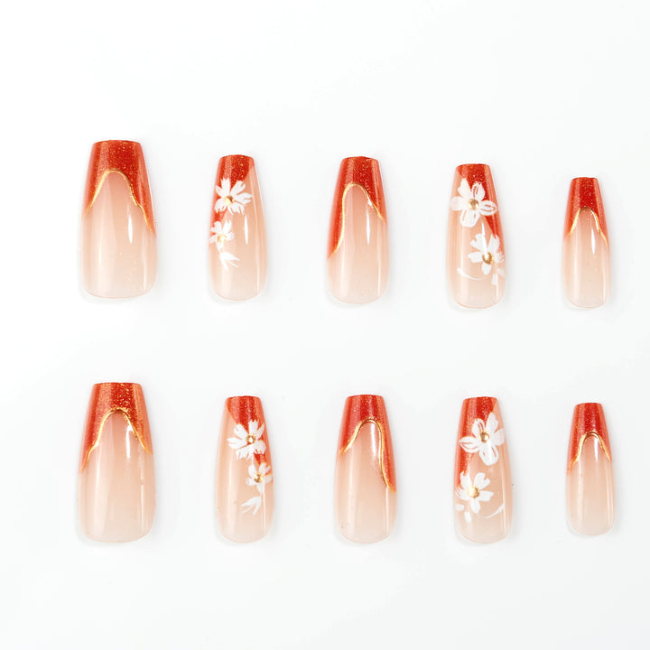 Artistic Floral Press-On Nails