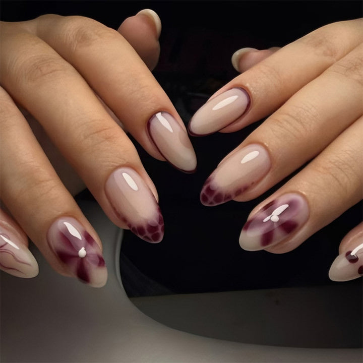 Artificial nail set with modern floral marbled designs Kalsten