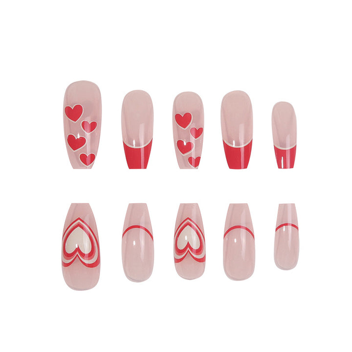Artistic Heart-Embellished Press-On Nails Kalsten