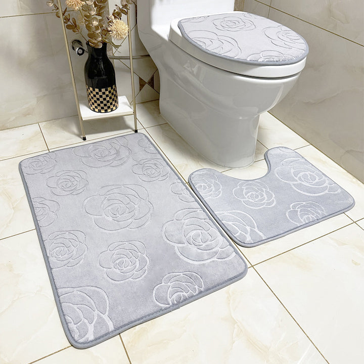 Rose Pattern Bath Mat Set Kalsten