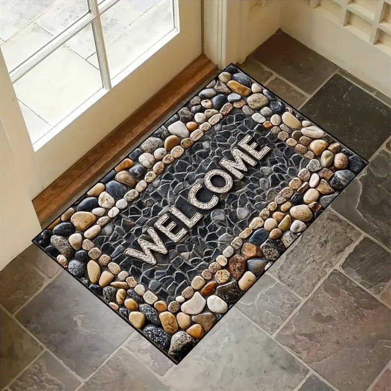 Decorative Stone Pattern Area Mat Kalsten