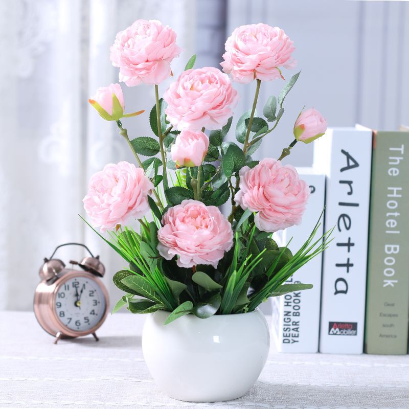 Artificial Floral Arrangement in Modern Ceramic Vase