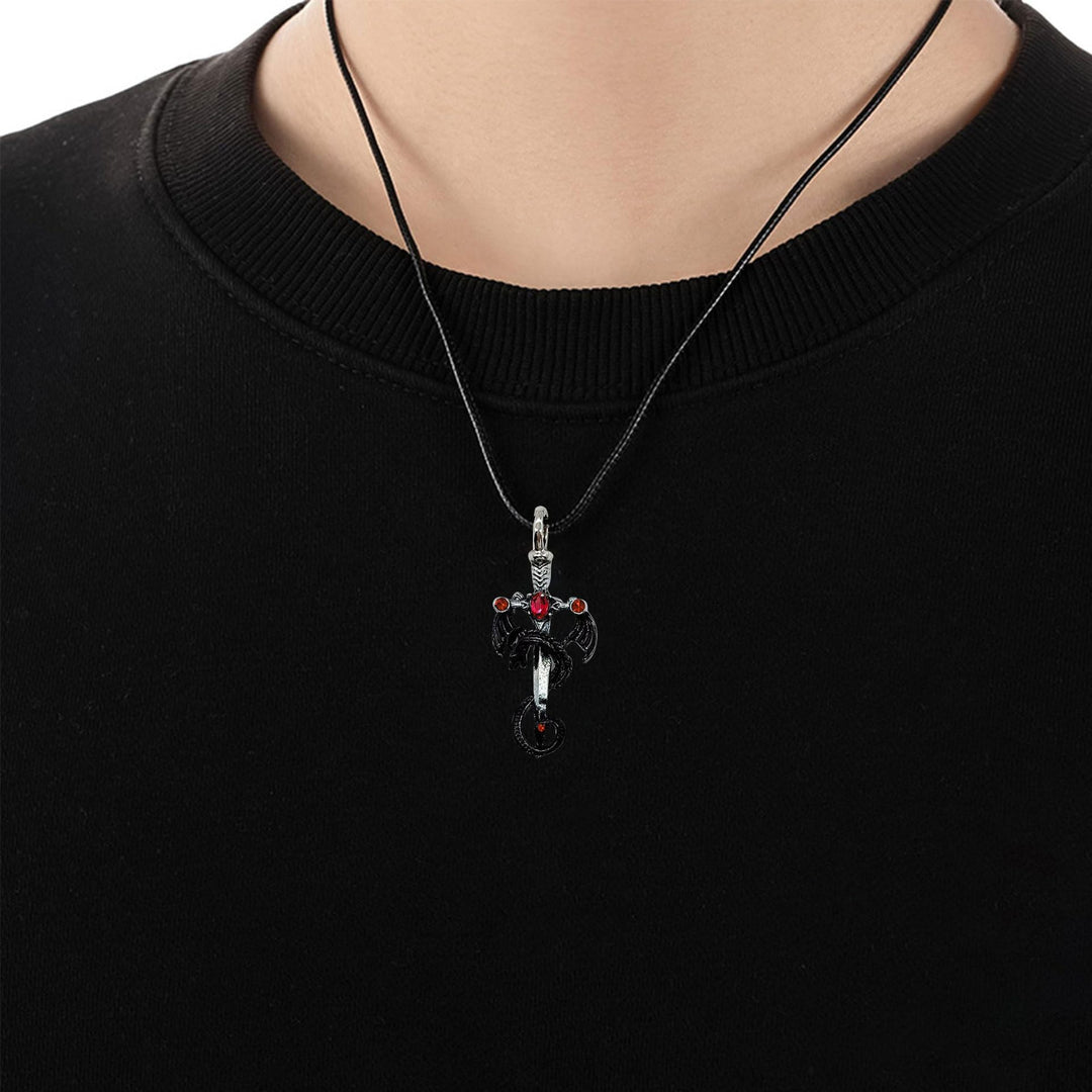 Dragon-Embellished Sword Pendant Necklace Kalsten