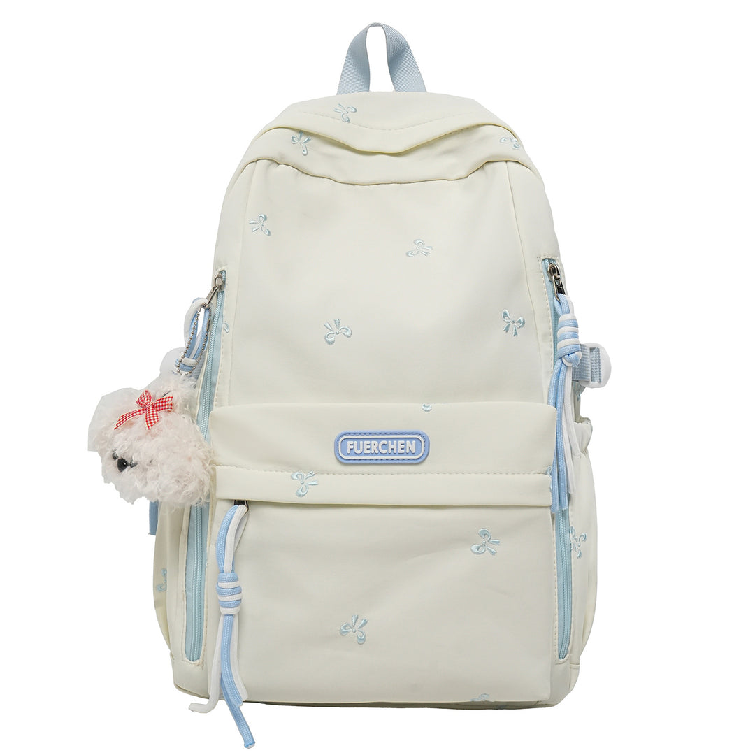 Stylish Multi-Pocket Backpack with Furry Keychain Kalsten