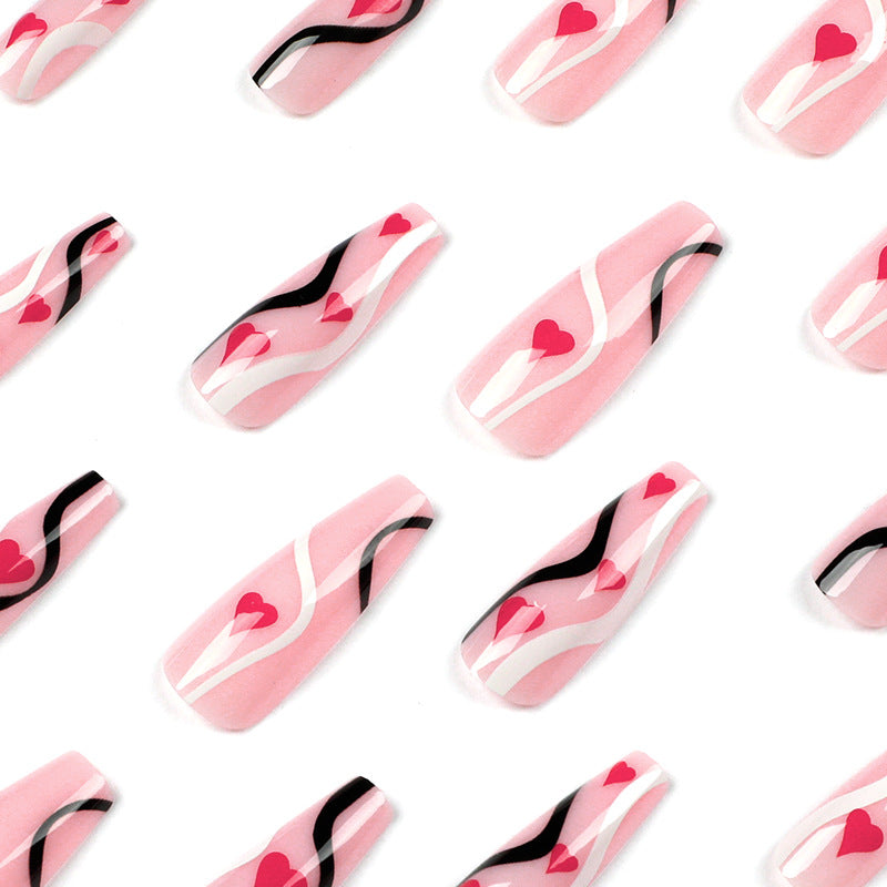 Artificial nail extensions with heart design Kalsten