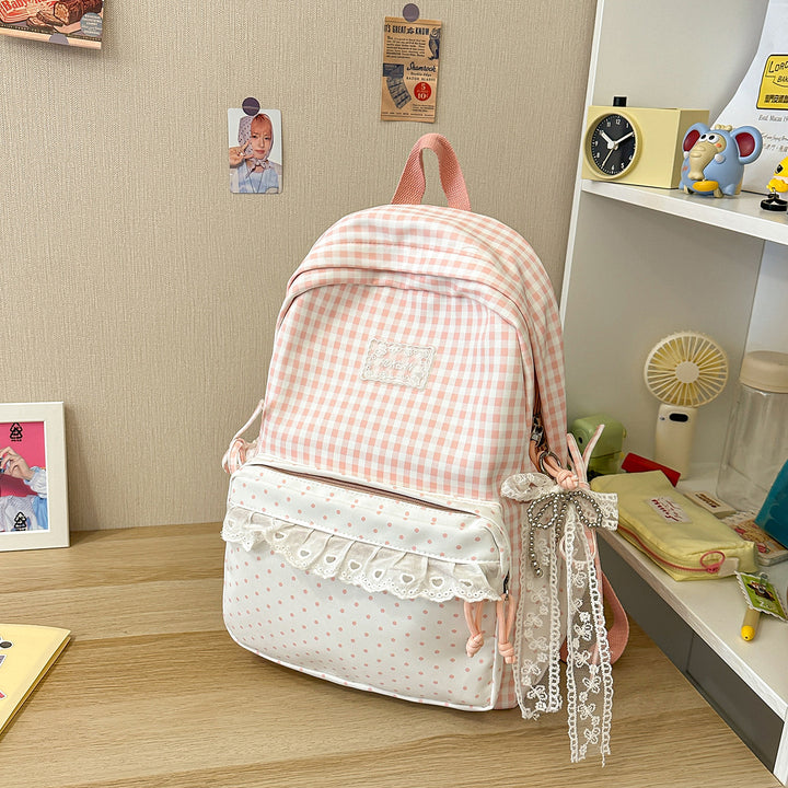 Stylish Gingham Patterned Backpack Kalsten