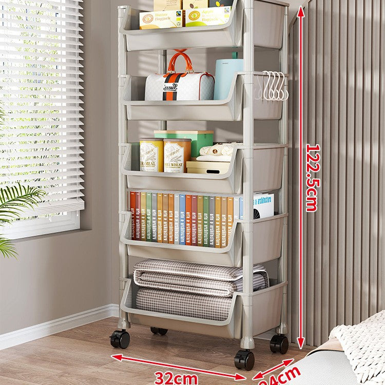 Compact Two-Tier Rolling Storage Cart with Removable Bins and Swivel Casters