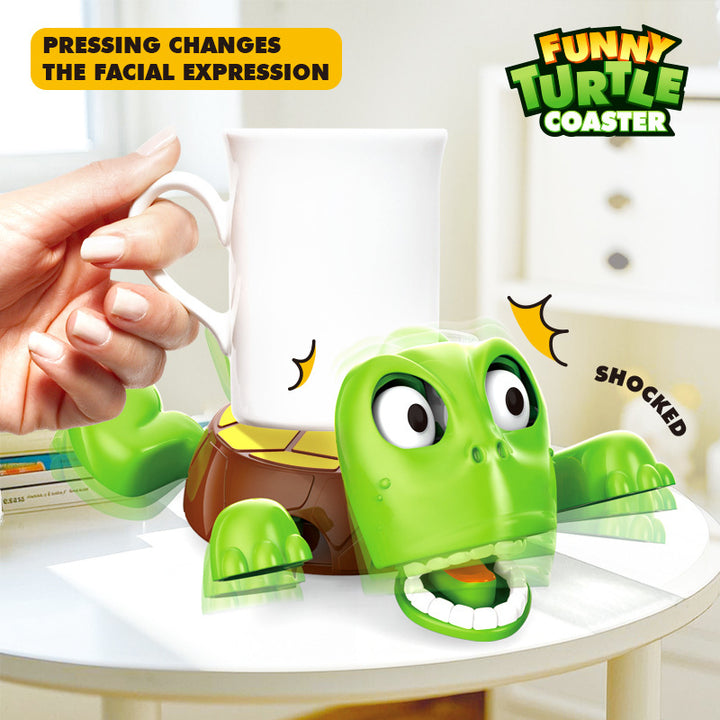 Interactive Turtle Drink Coaster With Animated Mouth, Moving Limbs And Shock-Sensor Surprise