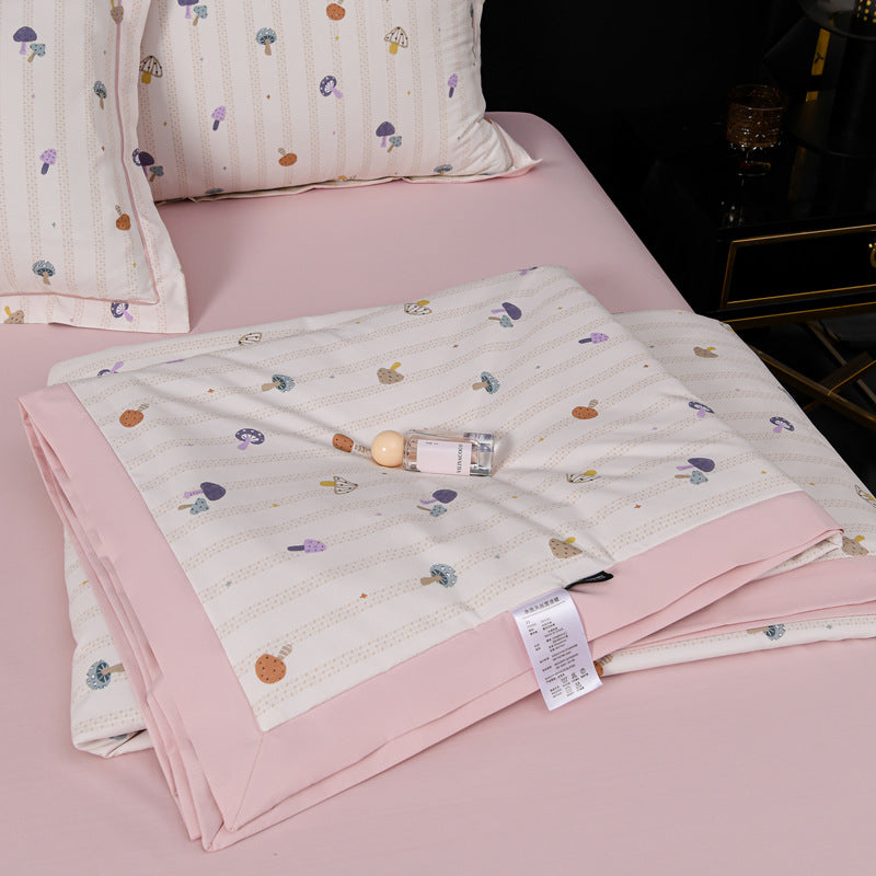 Floral Cotton Sateen Duvet Cover Set With Piped Border And Matching Pillow Shams