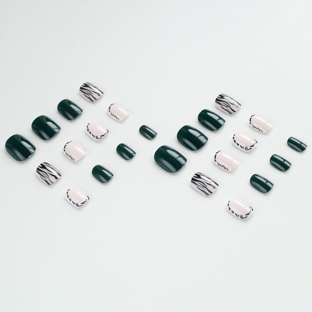 Artistic Nail Art Set with Geometric Patterns