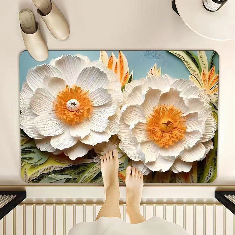 Floral-Themed Memory Foam Bathroom Mat Kalsten