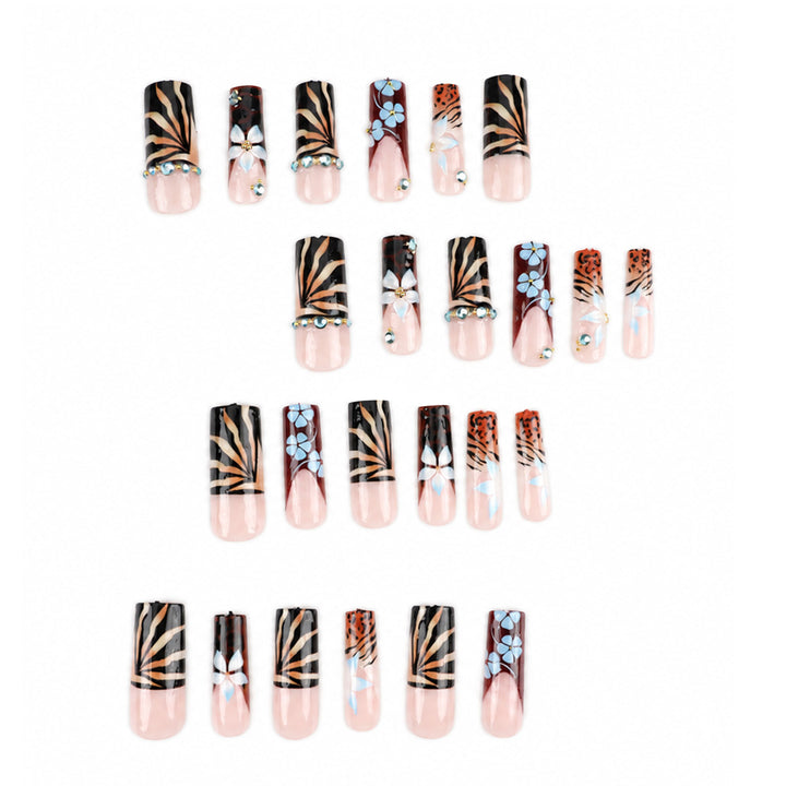 Artistic Floral Press-On Nail Design
