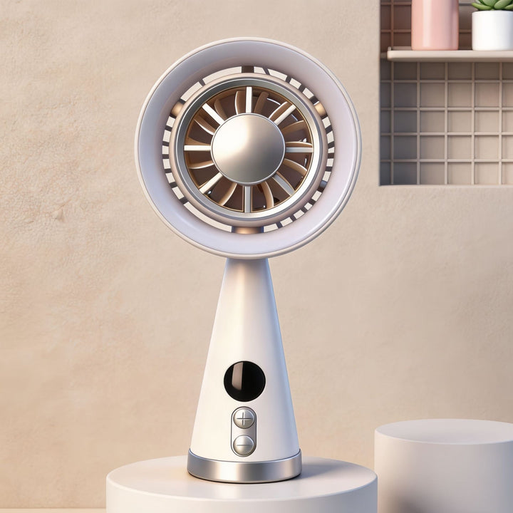 Women's Portable Mini Fan with LED Lighting and Digital Speed Display Kalsten