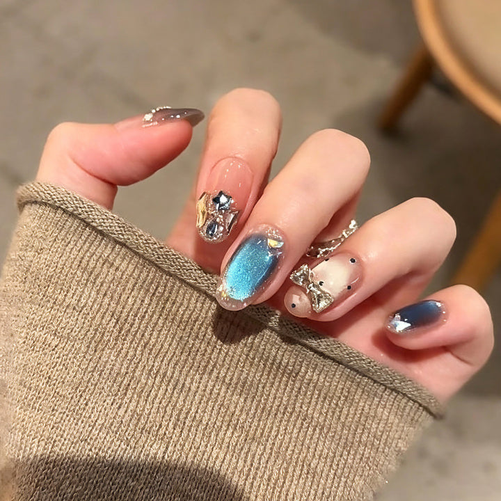 Acrylic nail set with elegant glitter accents Kalsten