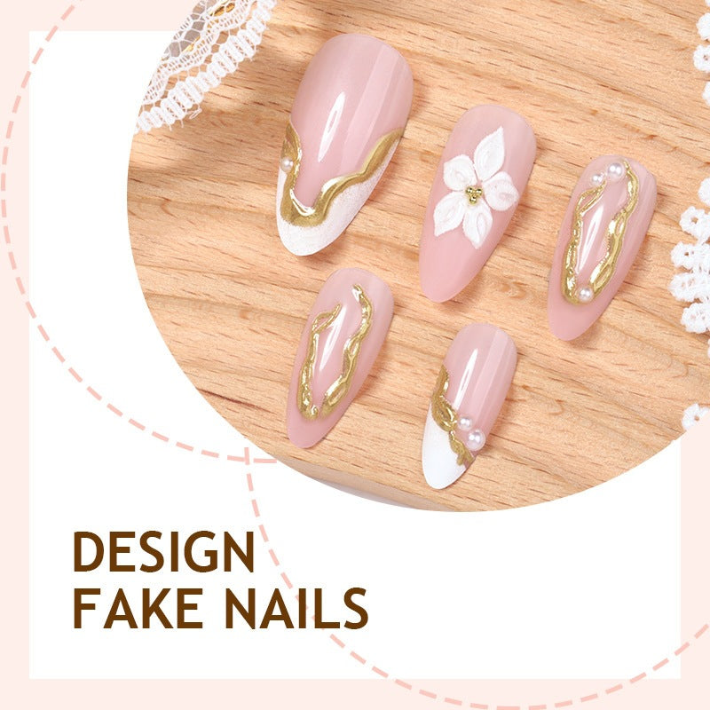 Acrylic nail set with elegant flower and glitter decoration Kalsten