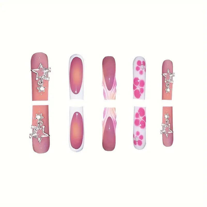 Artistic 3D Floral Press-On Nail Set Kalsten