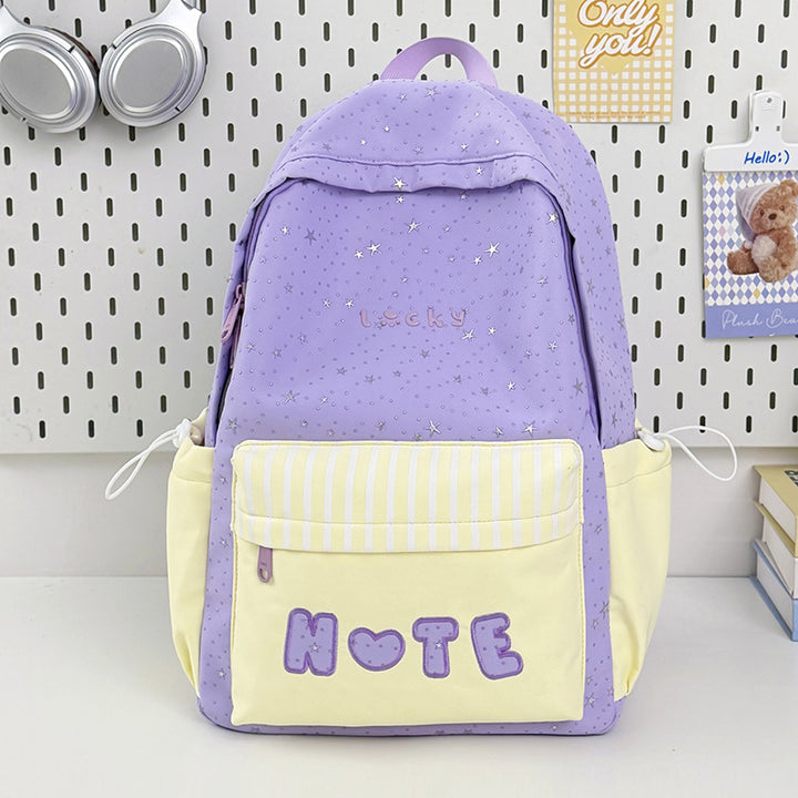 Cute Illustrated Star-Embellished Backpack Kalsten