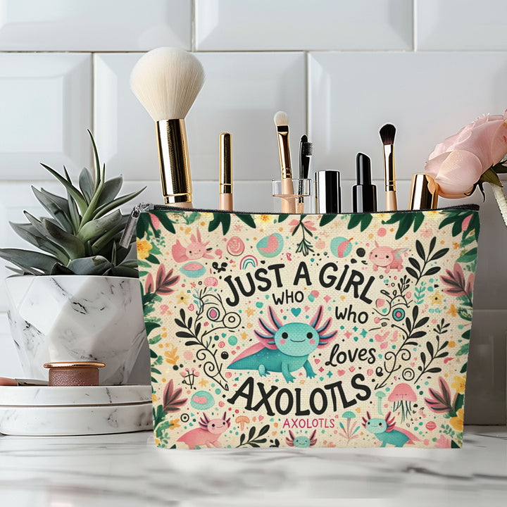 Embroidered Owl Textured Makeup Pouch With Zipper And Water-Resistant Lining
