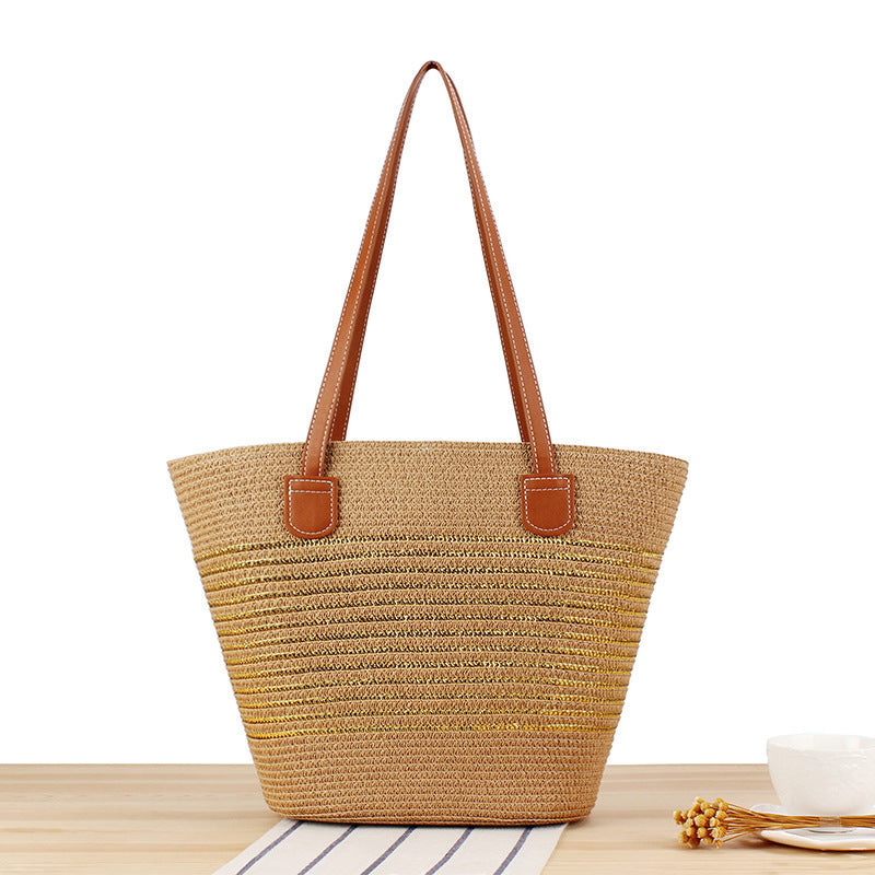 Straw bag in modern stripe look Kalsten