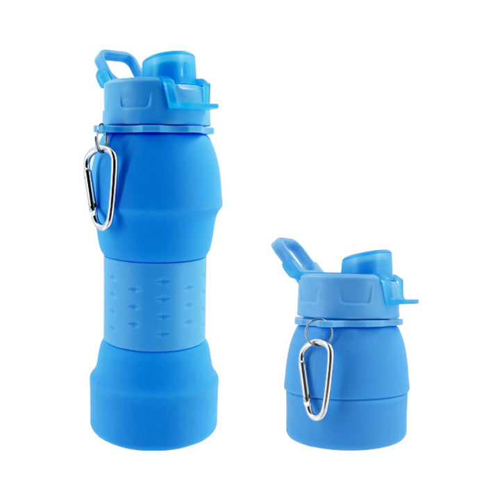 Unisex Silicone Water Bottle with Carabiner Hook and Folding Mechanism Kalsten
