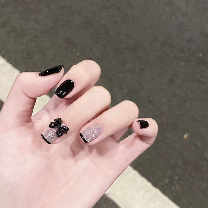 Elegant Stiletto Press-On Nail Set with Decorative Bow Accents Kalsten