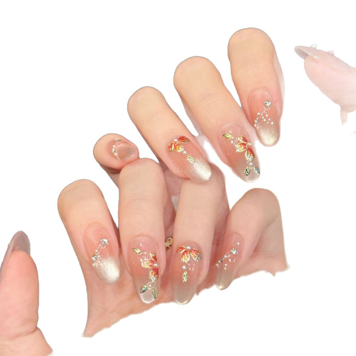 Artistic Floral Gel Press-On Nails