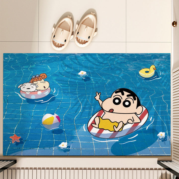 Cartoon Underwater-Themed Bath Mat