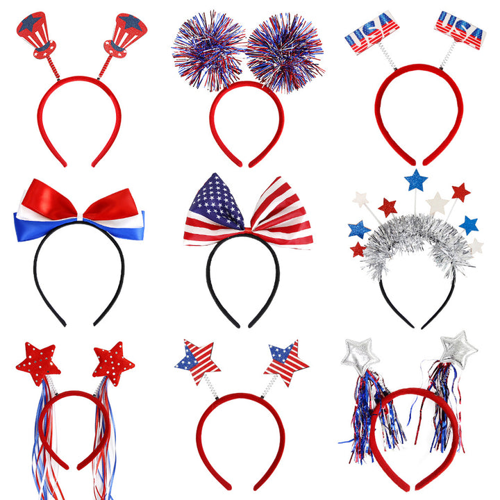 Unisex nan patriotic star antenna headband with ribbon streamers Kalsten