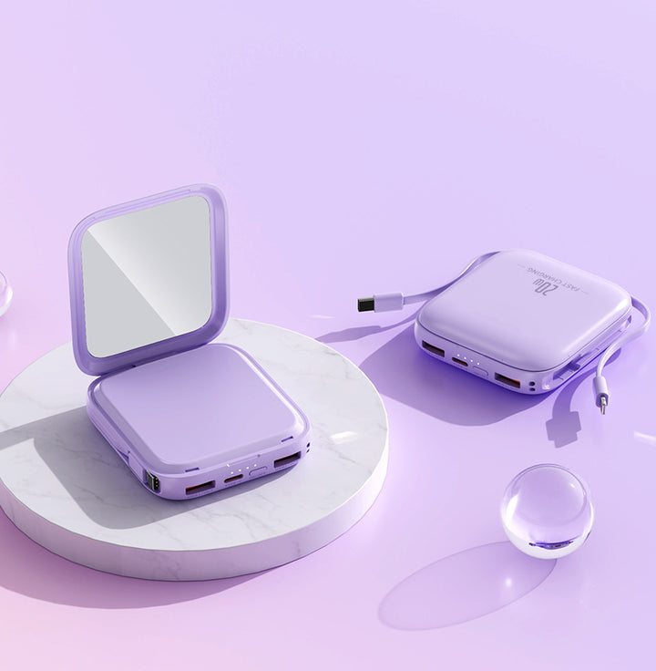 Portable power bank with integrated mirror and multifunctional charging cable Kalsten