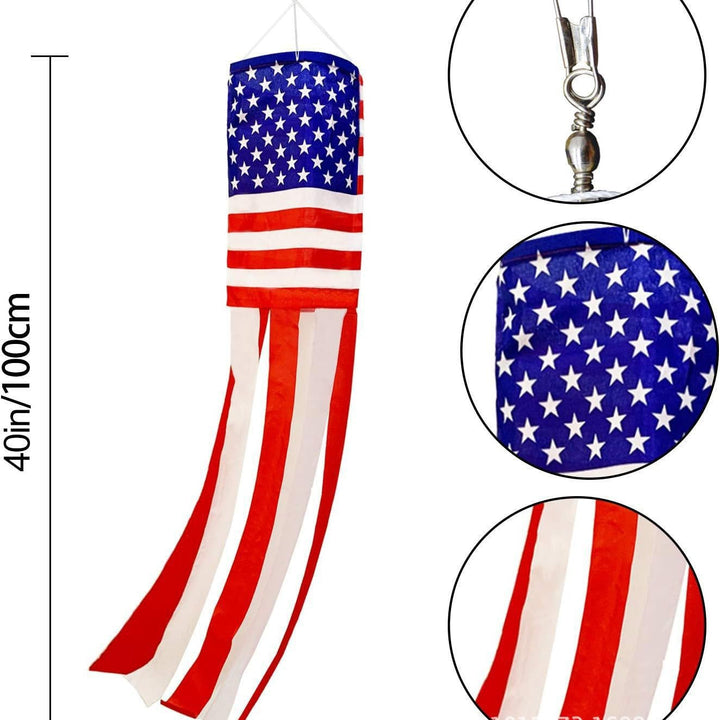 Unisex nan tubular windsock wind streamer with long ribbon tails and swivel hook Kalsten