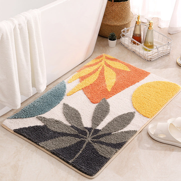 Plush Floral Pattern Bath Mat Kalsten