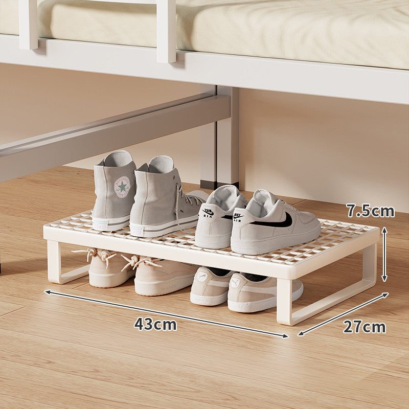 Low-Profile Stackable Shoe Riser Shelf with Ventilated Grid Top for Under-Bed and Entryway