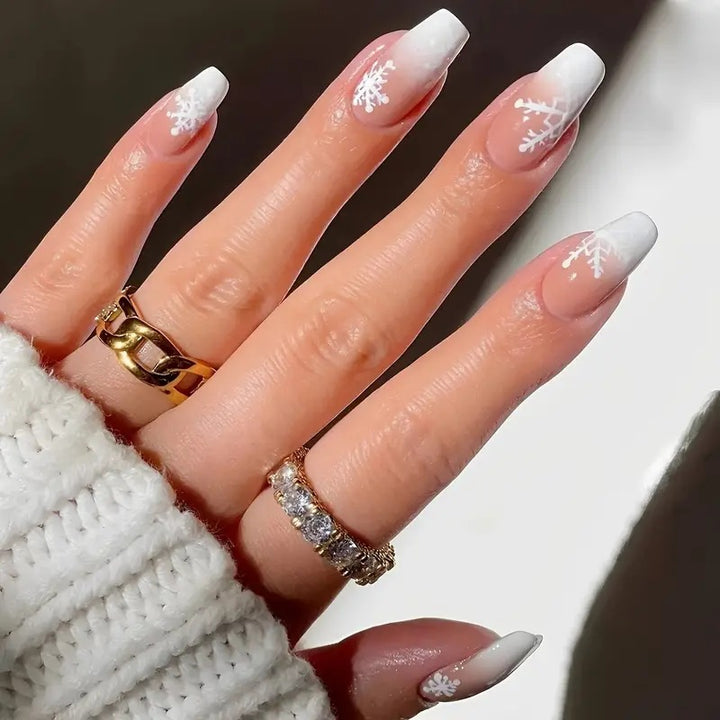 Snowflake Acrylic Nail Art Kalsten
